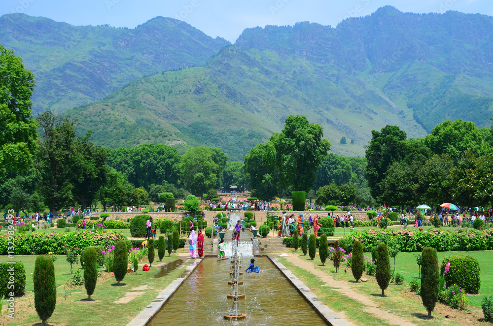 Mughal garden waterways and pavilions at Shalimar Bagh